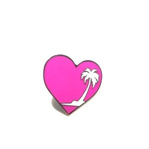 Pink Heart Palm Tree Pin
